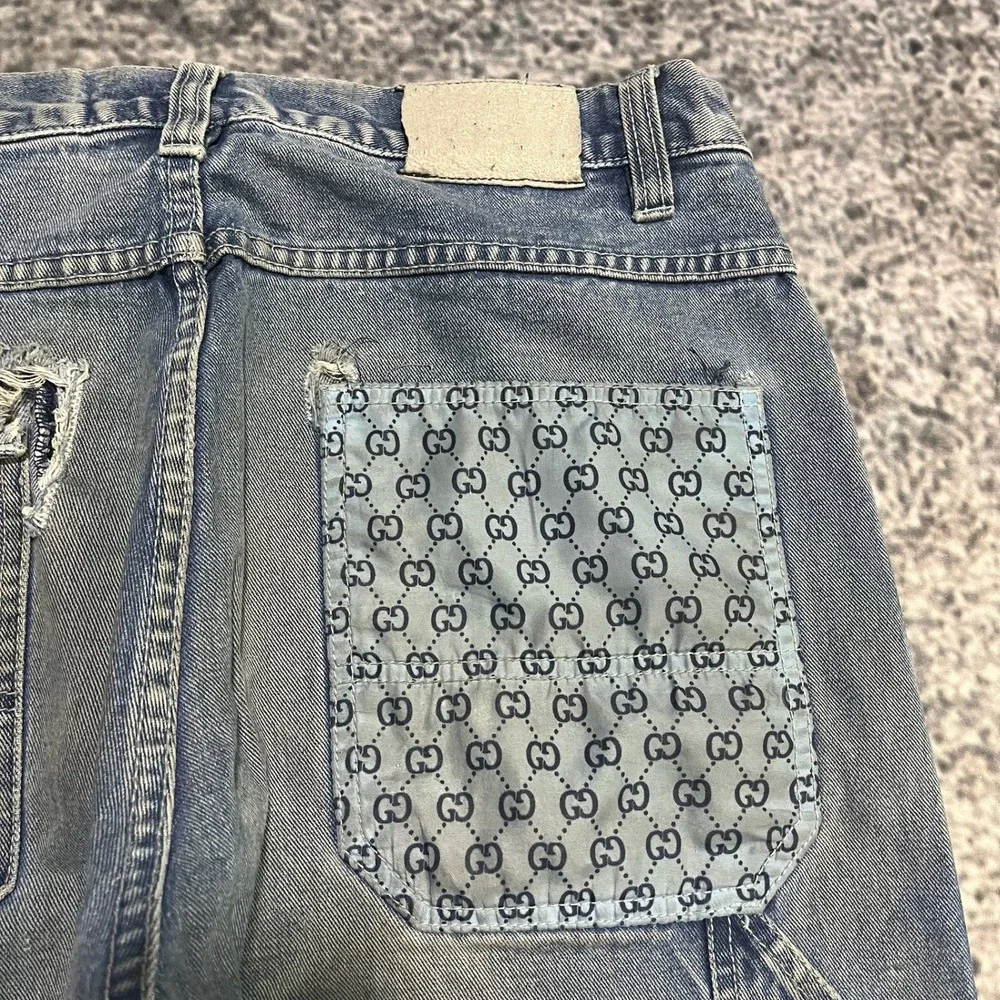 Vintage‎ Godbody Jeans Mens 36x32 Blue Distressed Carpenter Baggy Wide Leg Y2K